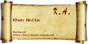 Khon Anita névjegykártya
